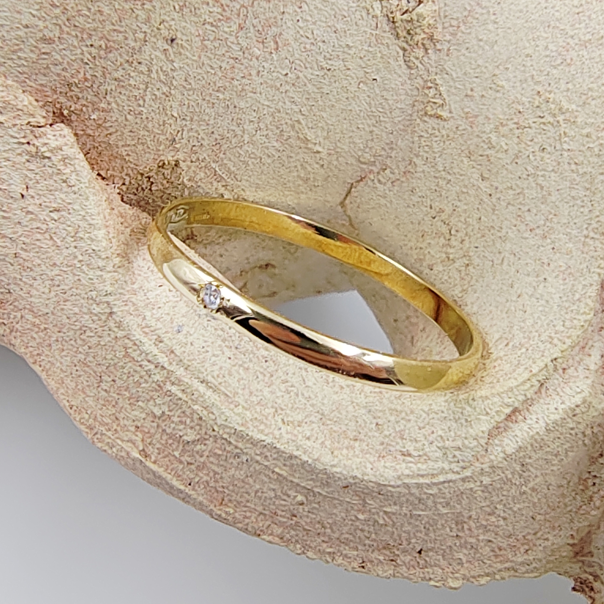 Fedina Anello in Oro Giallo 18 kt con Diamante da Uomo Donna Fede Ferma Anello